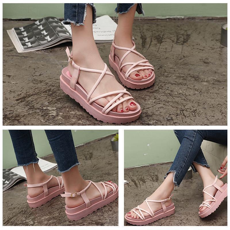 Zapatos de suela gruesa con tiras, sandalia multicolor