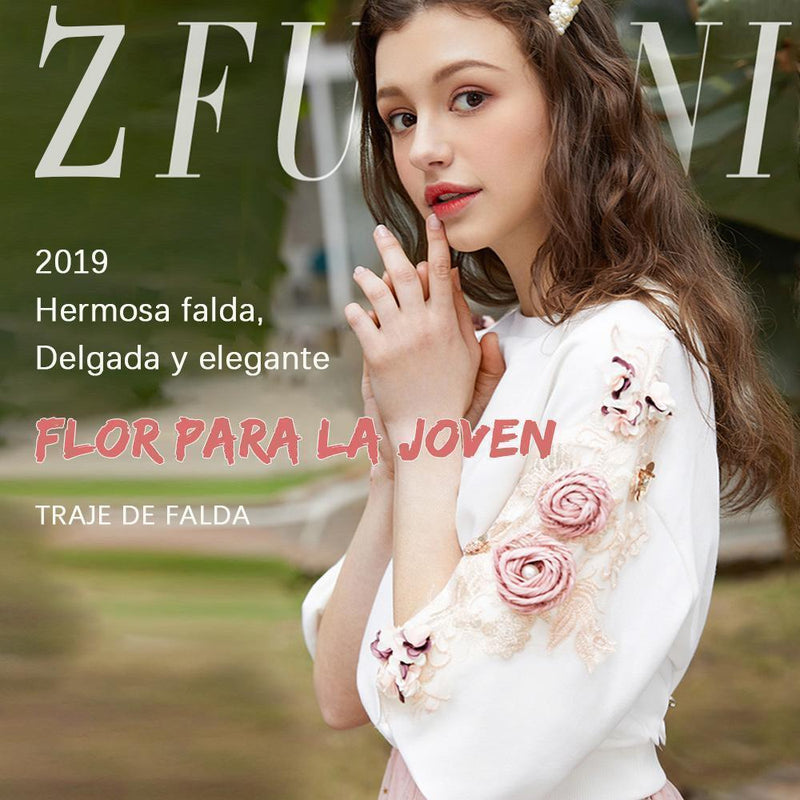 Traje de falda para primavera, una falda con un sudadero