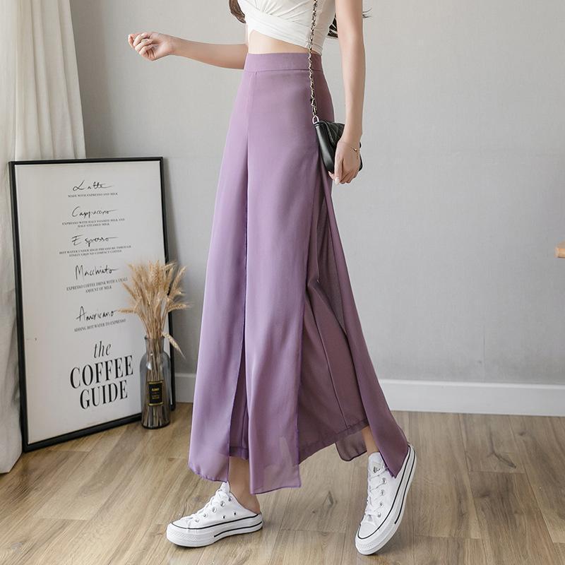 Pantalones anchos de gasa de seda hielo