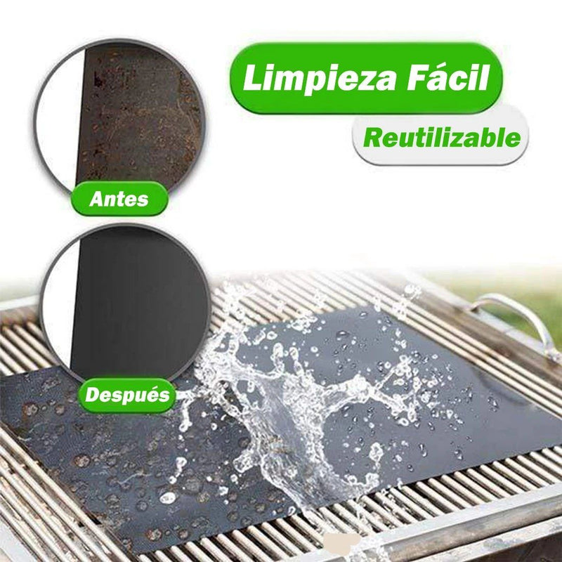 100% Antiadherente Alfombrilla para Barbacoa, 2 Unidades
