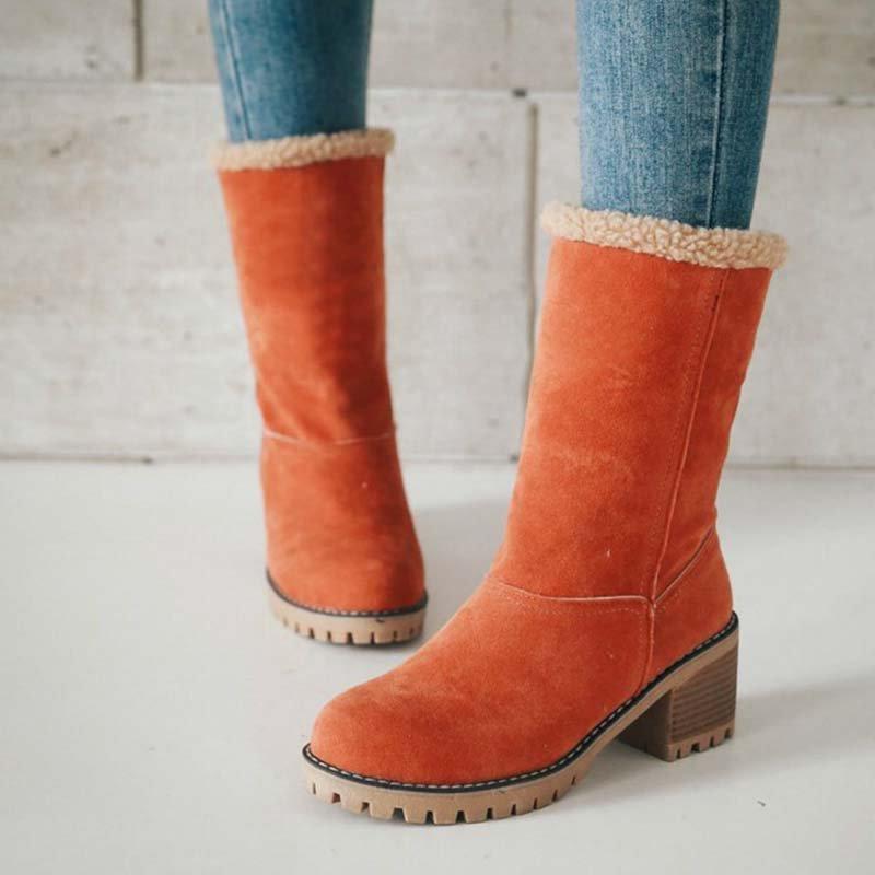 Botas de Terciopelo de Tacón Cuadrado