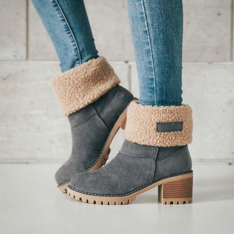 Botas de Terciopelo de Tacón Cuadrado