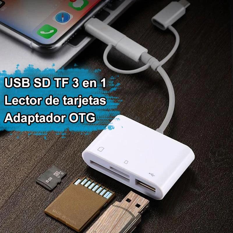 Adaptador OTG de lector de tarjetas USB SD TF 3 en 1