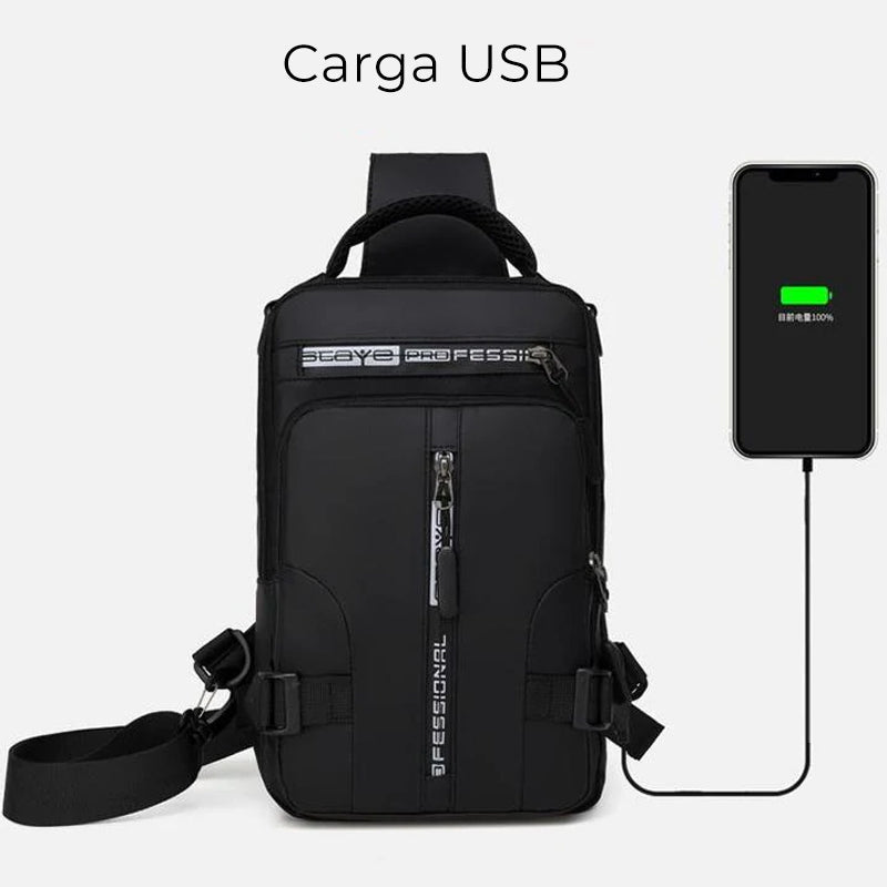 Bolsa de hombro multiusos con puerto de carga