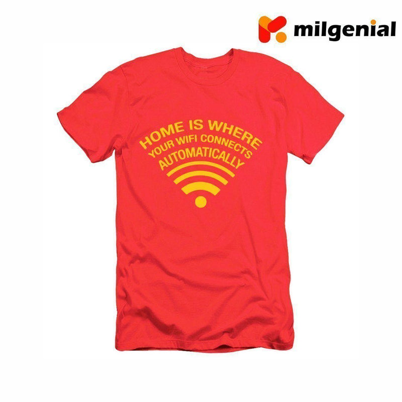 100% Algodón Camiseta Estampada de Personalidad- HOME IS WHERE YOUR WIFI CONNECTS AUTOMATICALLY - FAMILIA ES DONDE SU WIFI CONECTA AUTOMÁTICAMENTE