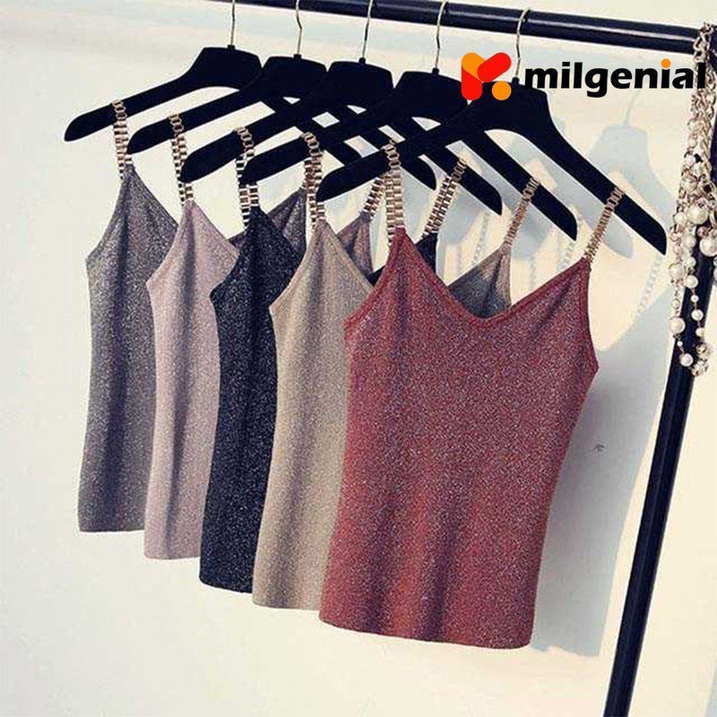 Camiseta tirante con hilo brillante