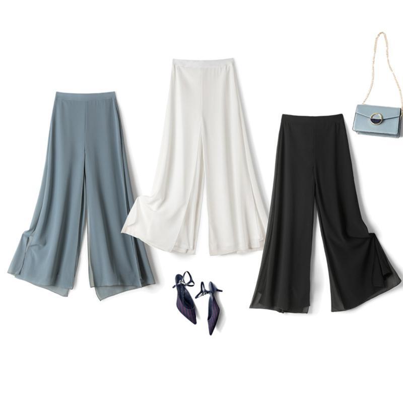 Pantalones anchos de gasa de seda hielo