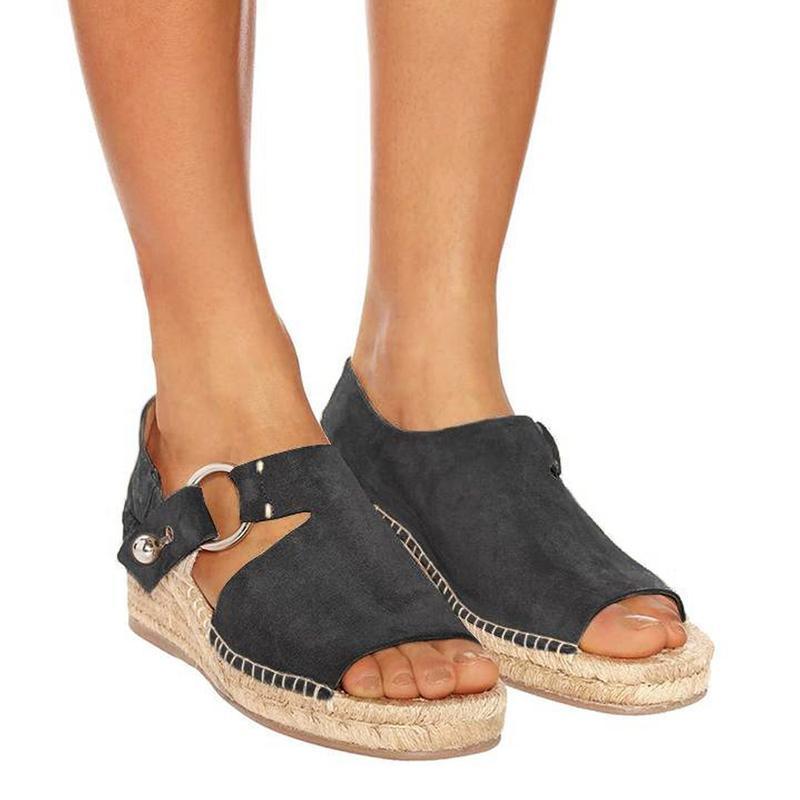 ComoVidaâ„?PEEP-TOE Sandalias Cómodas con tacón medio