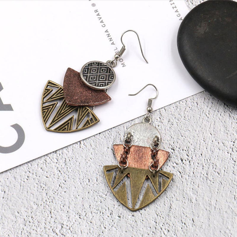 Pendientes Largos De Patrón Geométrico, 1 Par