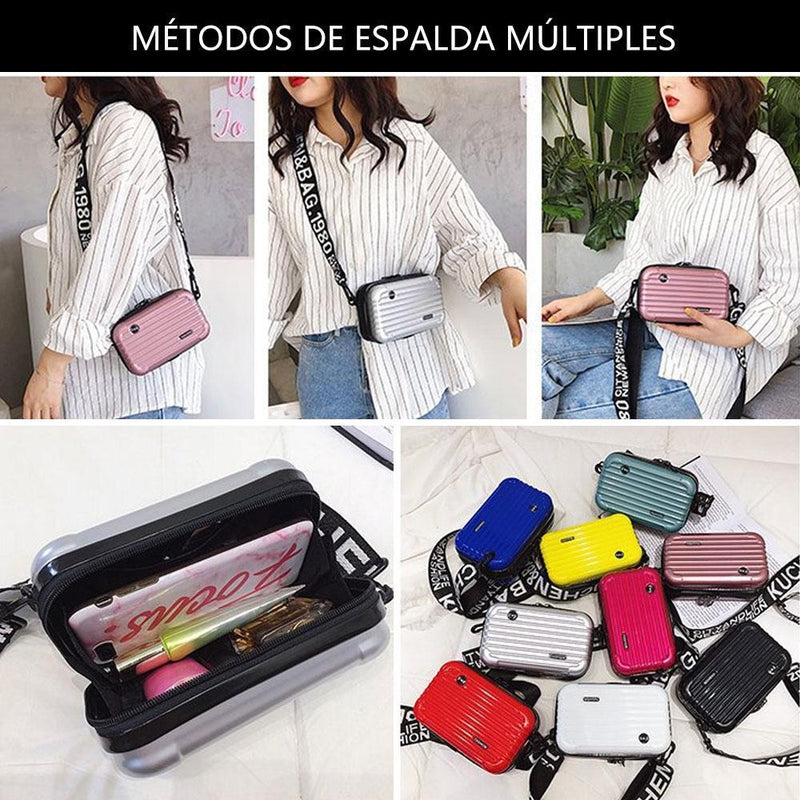 Bolso cuadrado con forma de maleta de tamaño mini