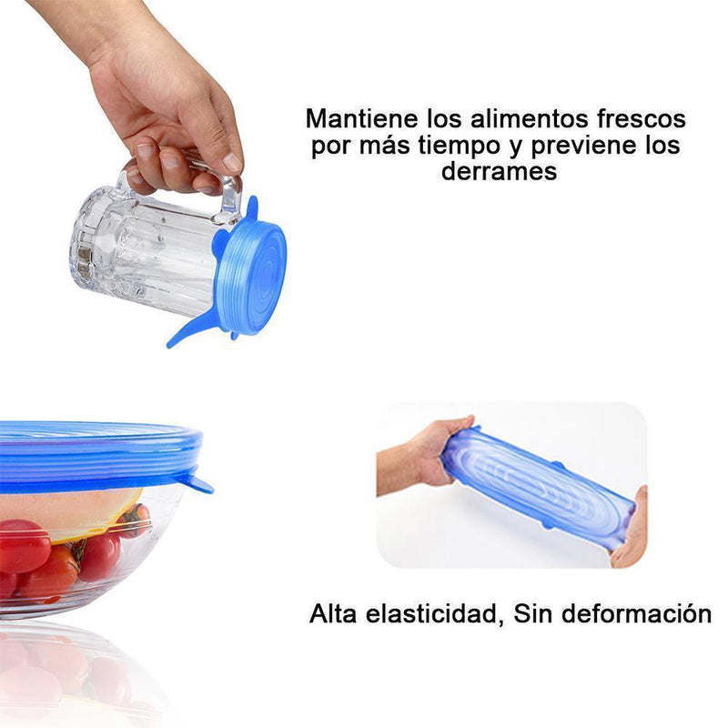 Tapas Elásticas de Silicona , 6 piezas