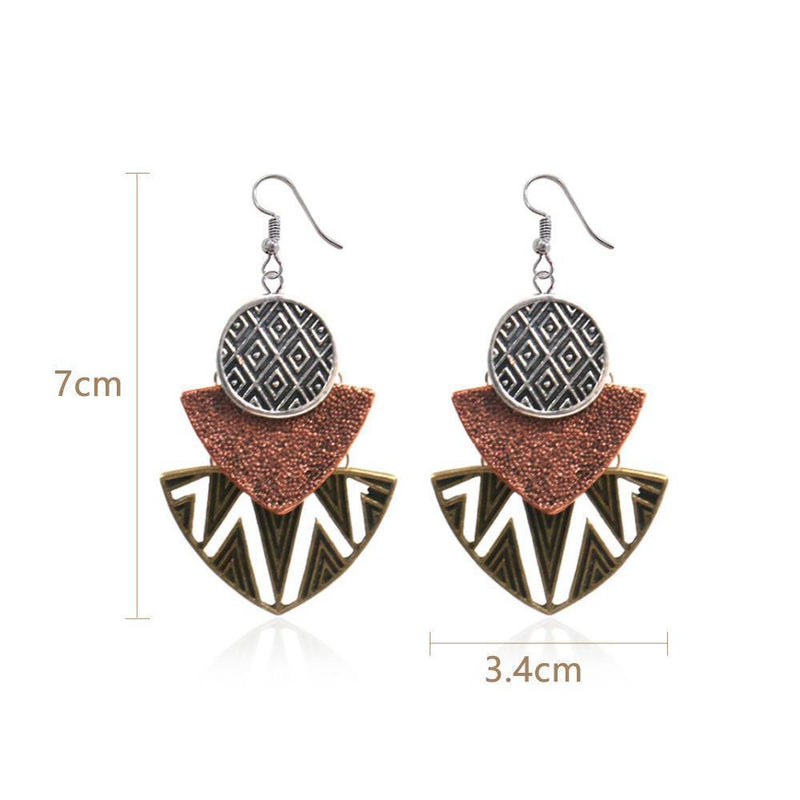Pendientes Largos De Patrón Geométrico, 1 Par