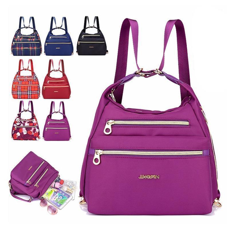 Bolso con doble cremalleras, también mochila y bandolera
