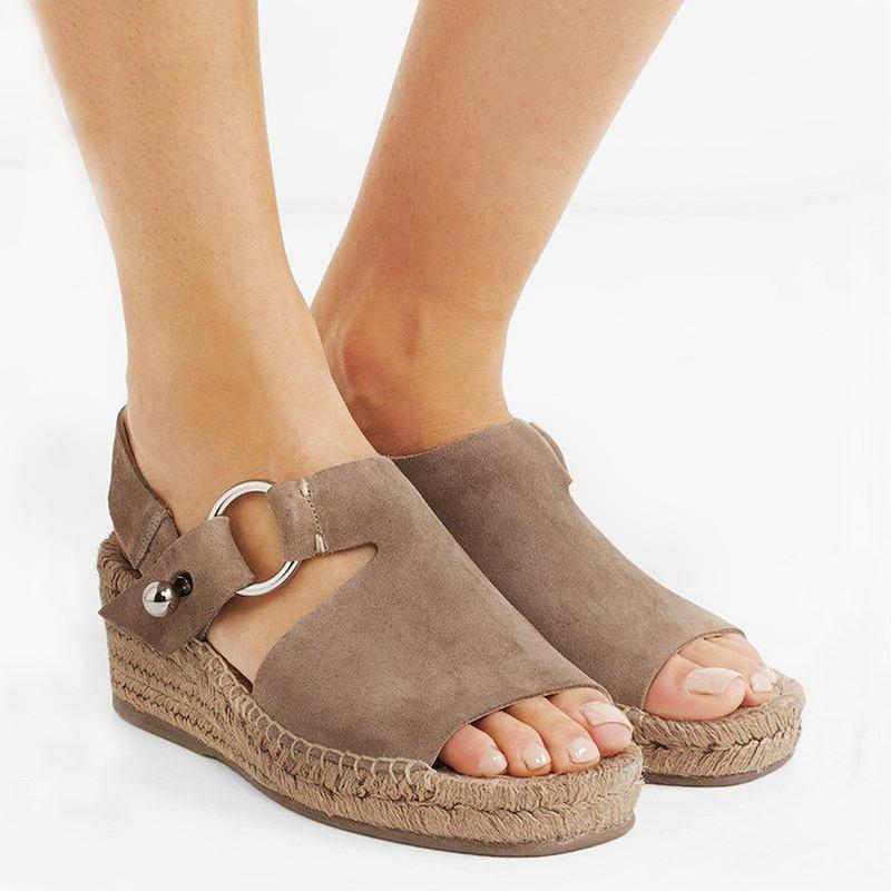 ComoVidaâ„?PEEP-TOE Sandalias Cómodas con tacón medio