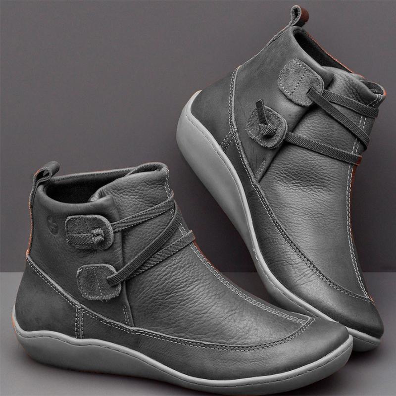 Botines de Cordones Trenzados de Tacón Plano