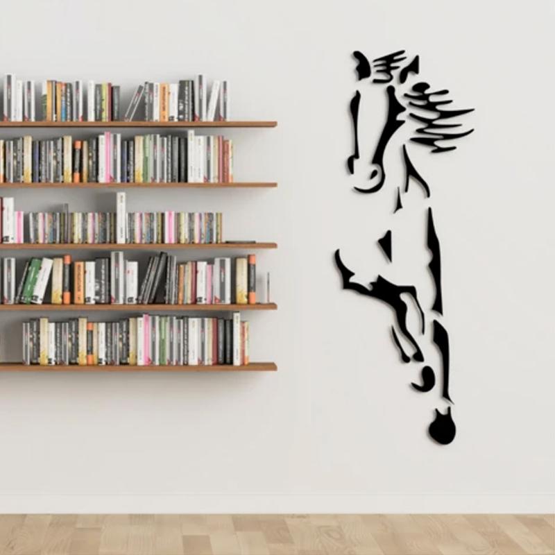 Etiqueta engomada de la pared del caballo del espejo moderno de acrílico 3D