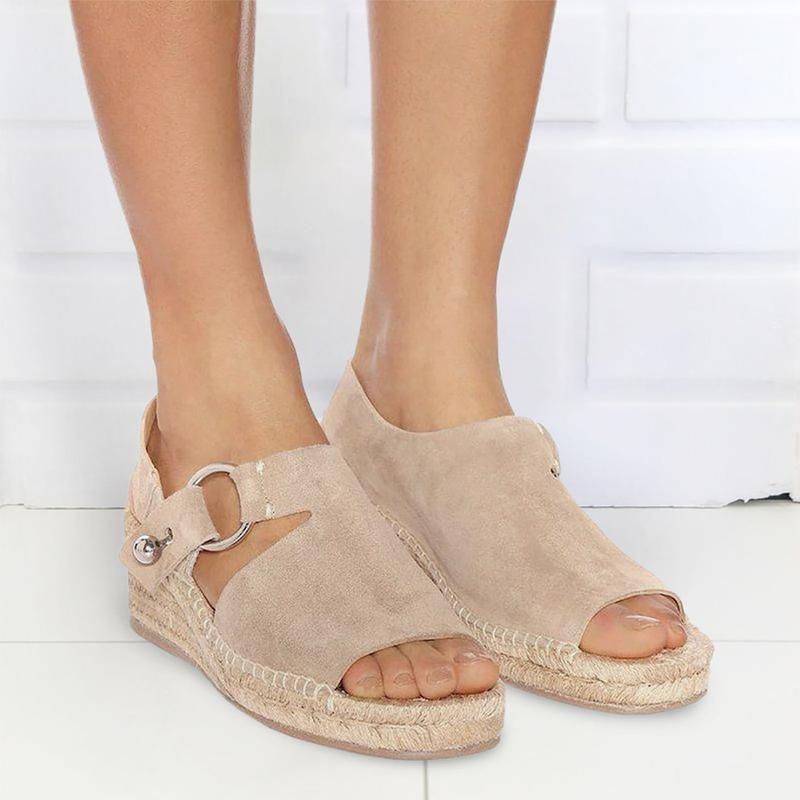 ComoVidaâ„?PEEP-TOE Sandalias Cómodas con tacón medio