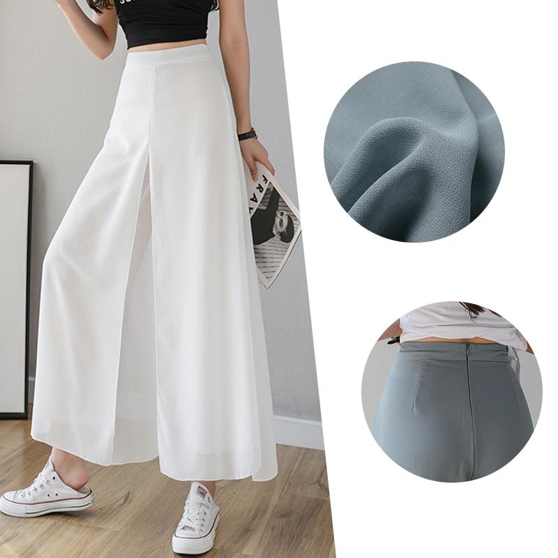 Pantalones anchos de gasa de seda hielo