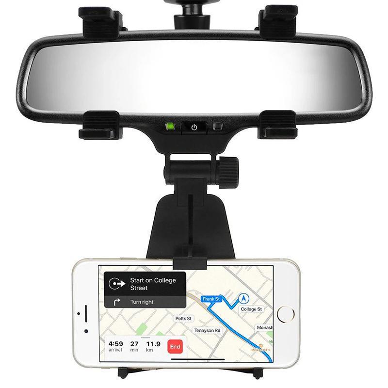 Soporte para teléfono con espejo retrovisor para automóvil