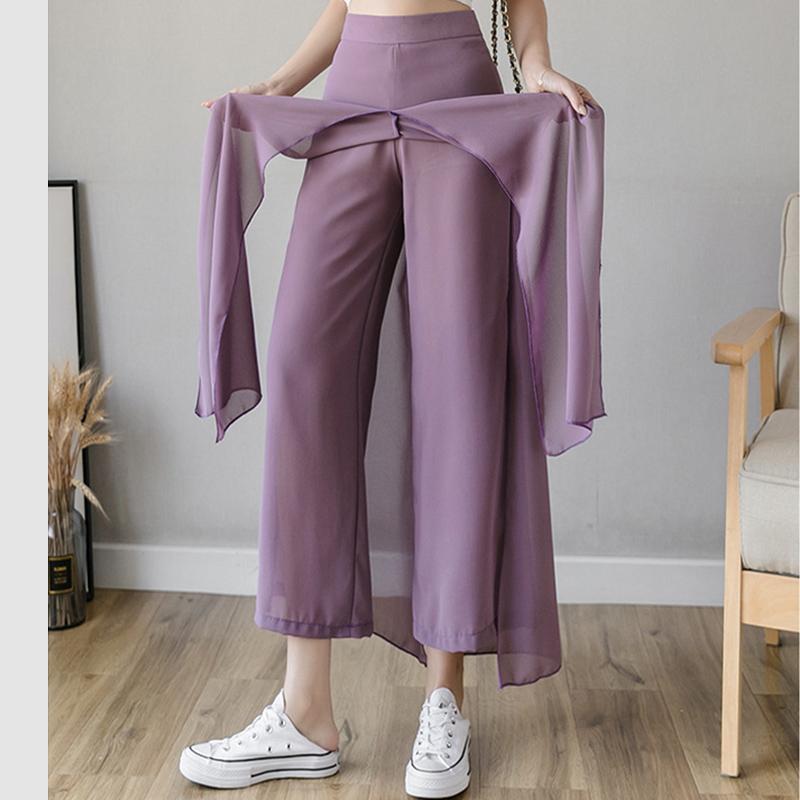 Pantalones anchos de gasa de seda hielo