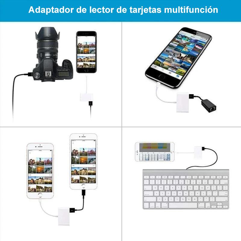 Adaptador OTG de lector de tarjetas USB SD TF 3 en 1