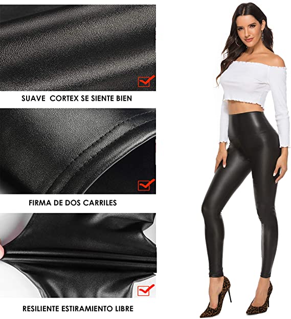 Legging de imitación de piel sintética elástica