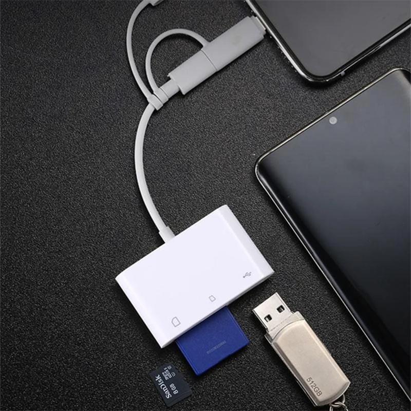 Adaptador OTG de lector de tarjetas USB SD TF 3 en 1